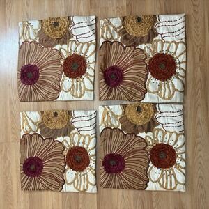 Rare! Pier 1 SET OF FOUR Floral Boho Flowers GORGEOUS Pillow Covers Embroidered